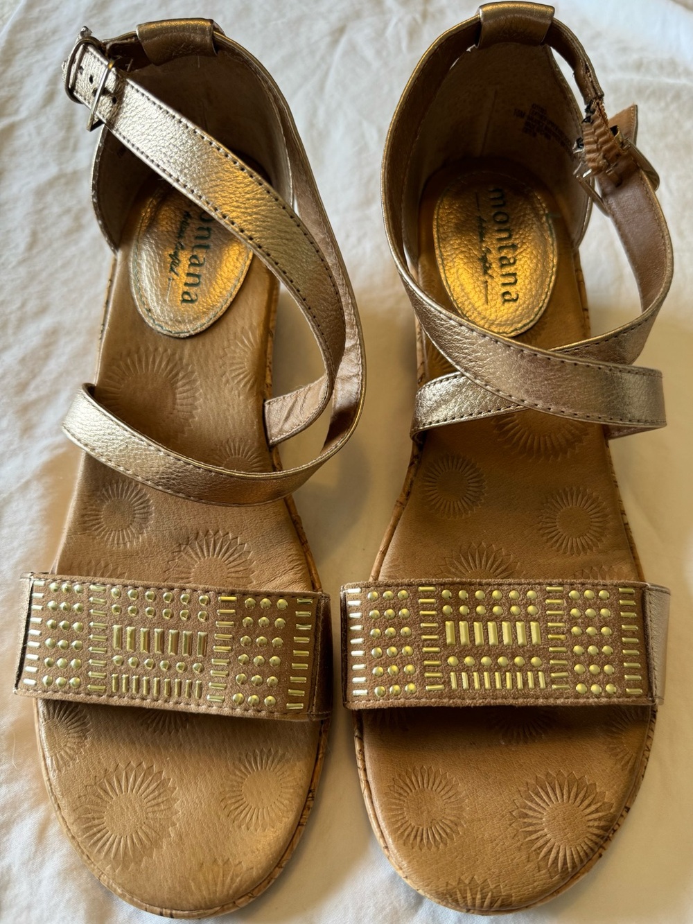 Montana Metallic Gold Strappy Studded Sandals for Women